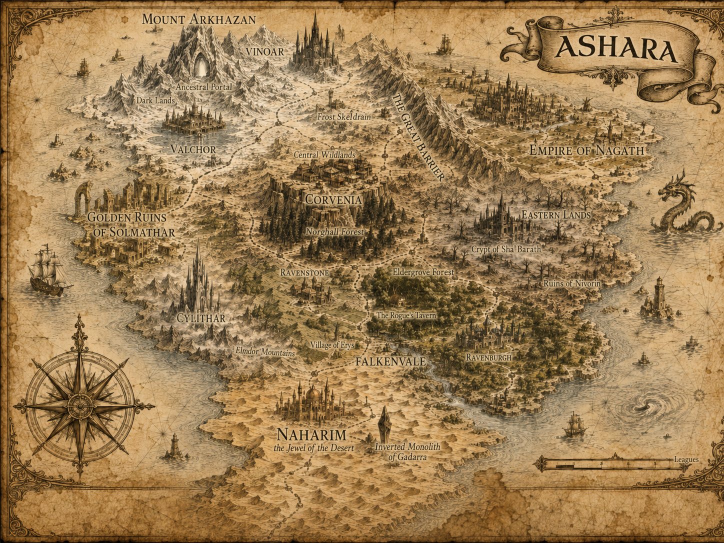Map of the continent of Ashara