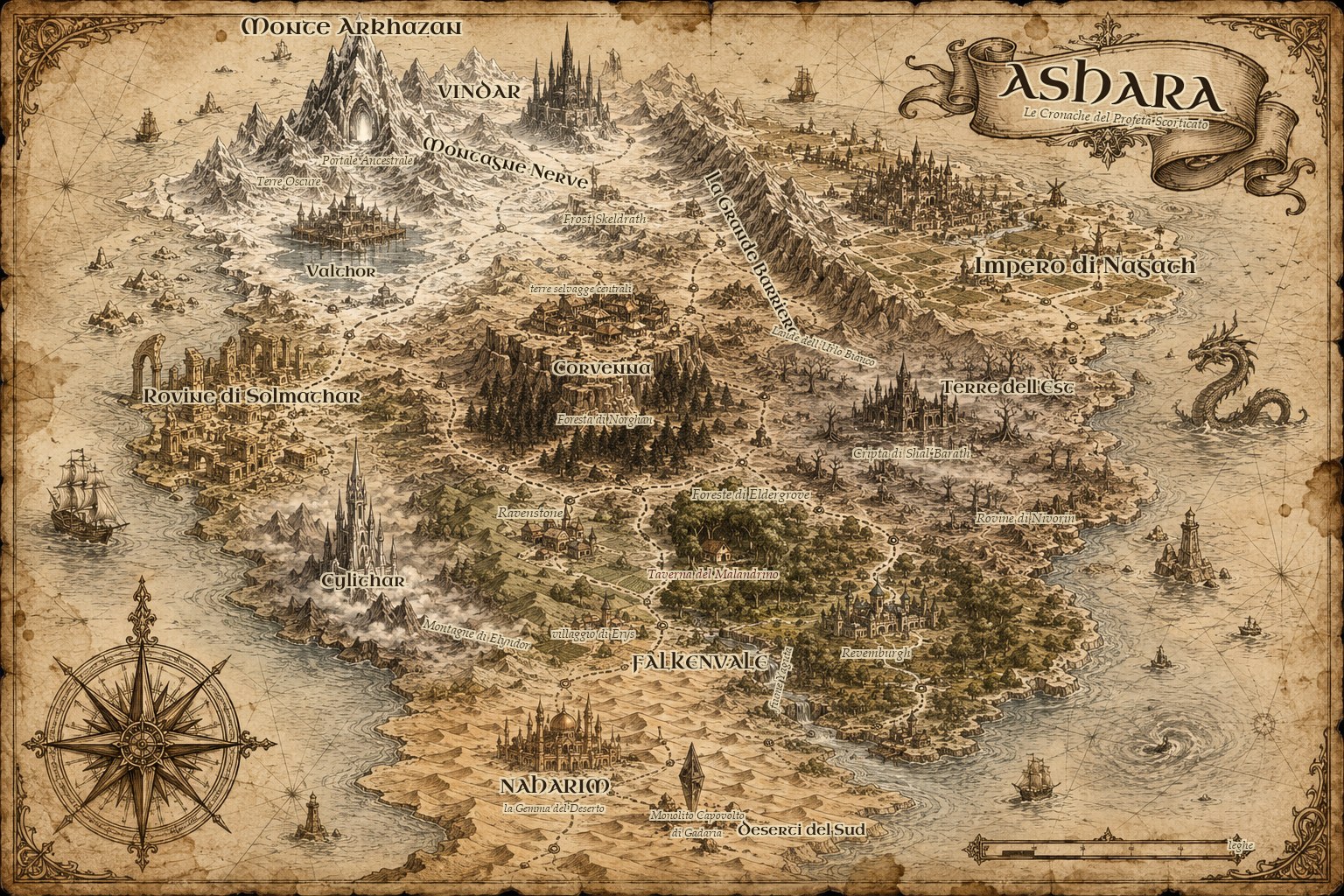 Mappa del continente di Ashara